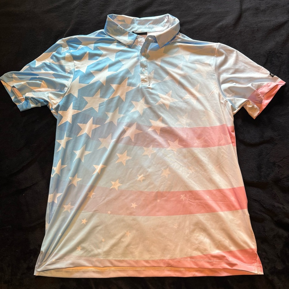 GreenSide Golf Men’s American Flag Pattern Polo Shirt